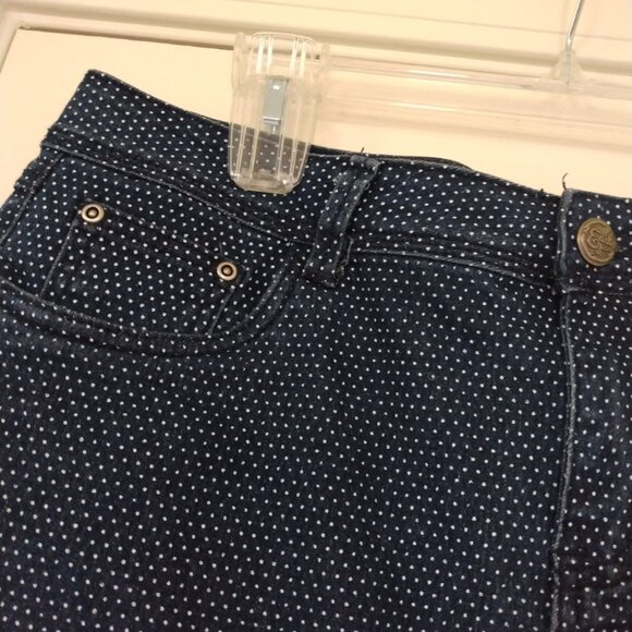 💙💙EARL JEAN DENIM SKIRT DARK BLUE W/ WHITE POLKA DOTS ZIP FRONT - Picture 7 of 7